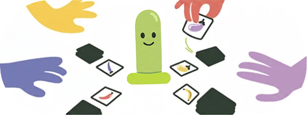 An illustration of hands trying to grab the pickle